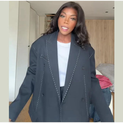 Casual Women's Blazer Pant Suits Loose Lapel Doube-Breasted Top Straight Pants Lady Set 2025 Autumn New 2 Pieces Sets Women Badiee Stylez