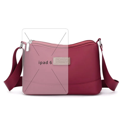 Waterproof Nylon Women Shoulder Bag Three Layers Handbag Ladies Crossbody Bags for Mother Girls Messenger Travel Daily Use Bags