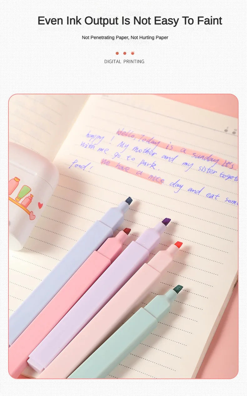 12 Pcs/Set Double Tip Highlighter Pens Kawaii Manga Markers Midliner Pastel Gel Set Stationery Journal School office Supplies Badiee Stylez