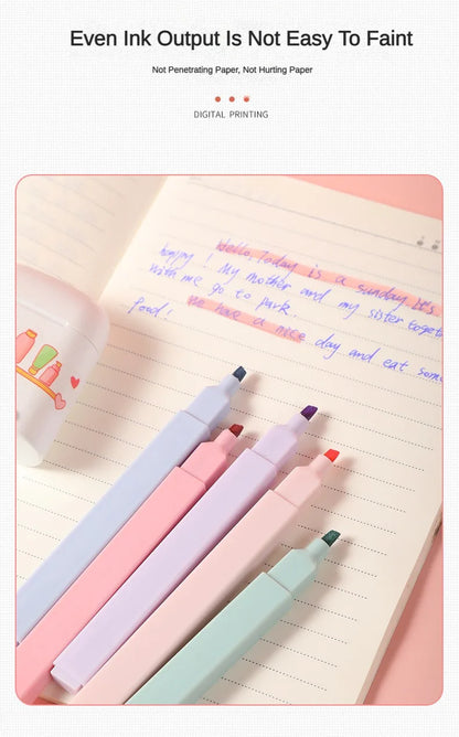 12 Pcs/Set Double Tip Highlighter Pens Kawaii Manga Markers Midliner Pastel Gel Set Stationery Journal School office Supplies Badiee Stylez