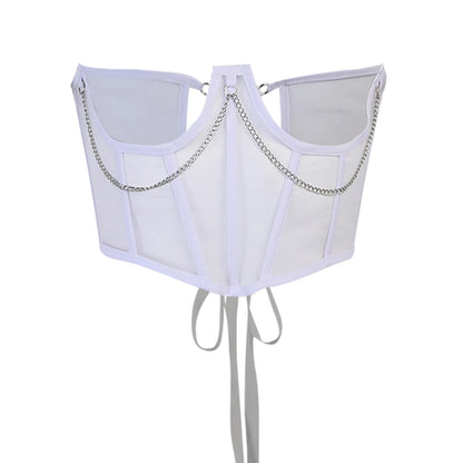 Women Corset Bustier Crop Top Lace-up Bandage Black Gothic Leather Underbust Suspender Cami Vest Waist BodyshaperTank Cummerbund as shown picture 6