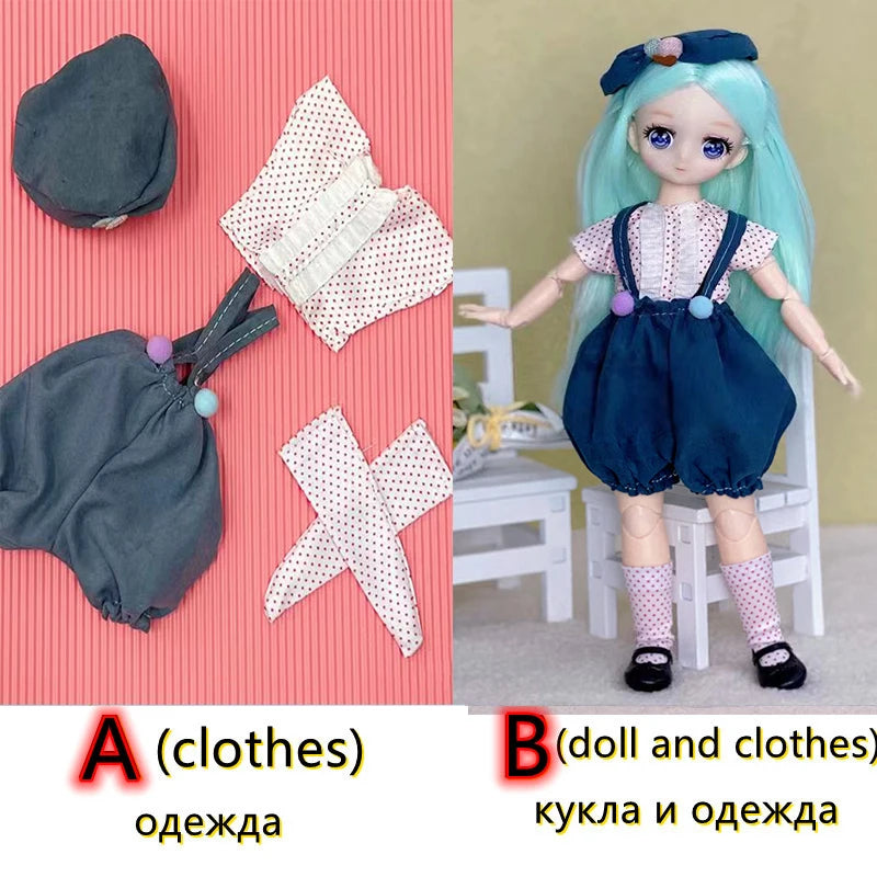 30cm Two-dimensional Doll Comic Face 1/6 Bjd Doll or Dress Up Clothes Children's Girl Birthday Gift Toys Kids Toys 24