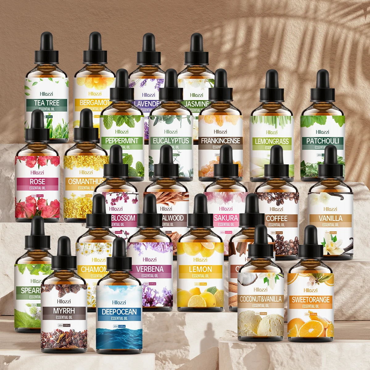 60ml Agarwood-Cedarwood-Vetiver-Pine Palm-Ocean-Sweet Tobacco-Black CastorAromatherapy Essential Oils Aromatherapy Essentia - Badiee Stylez