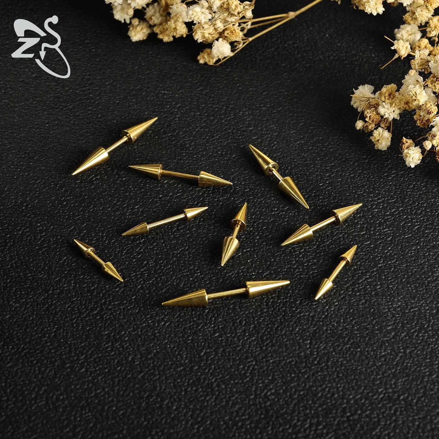 ZS 1 PC 16G Stainelss Steel Eyebrow Ring For Men Women Long Spike Curved Nose Bridge Piercing 3 Colors Cone Lip Labret Piercings