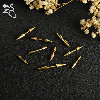 ZS 1 PC 16G Stainelss Steel Eyebrow Ring For Men Women Long Spike Curved Nose Bridge Piercing 3 Colors Cone Lip Labret Piercings