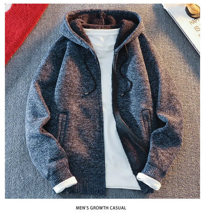 Classic Men's Knitted Sweater Cardigan Hooded Jackets Casual Streetwear Full Zip Cardigans Jackets Coat Badiee Stylez