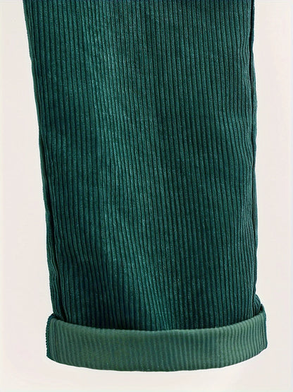 European and American fashion women's corduroy solid color casual long suspenders Badiee Stylez