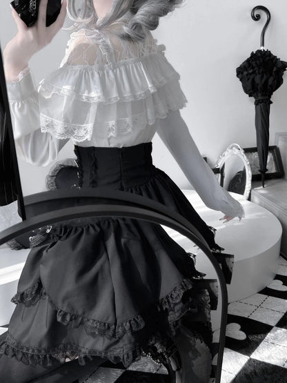 Japanese Kawaii Lolita Lace Patchwork Blouses Summer Women Harajuku Single Breasted Sweet Shirts Summer Girly JK Bow Tops Blusas Badiee Stylez