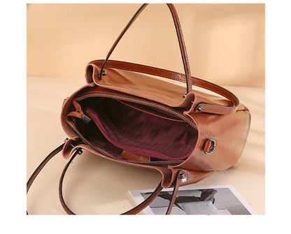 Burminsa Retro Cowhide Genuine Leather Handbags For Women 2025 Luxury Designer Work Tote Shopping Ladies Shoulder Crossbody Bags