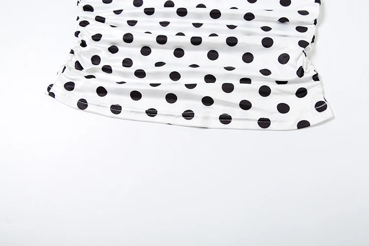 weird Puss Polka Dot Print Vest Women Y2K Lace-Up Backless Halter v-Neck Skinny Summer Trend Daily Street Basic Chic Tank Tops