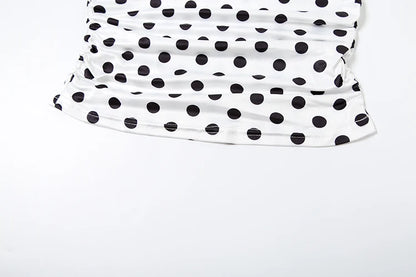 weird Puss Polka Dot Print Vest Women Y2K Lace-Up Backless Halter v-Neck Skinny Summer Trend Daily Street Basic Chic Tank Tops