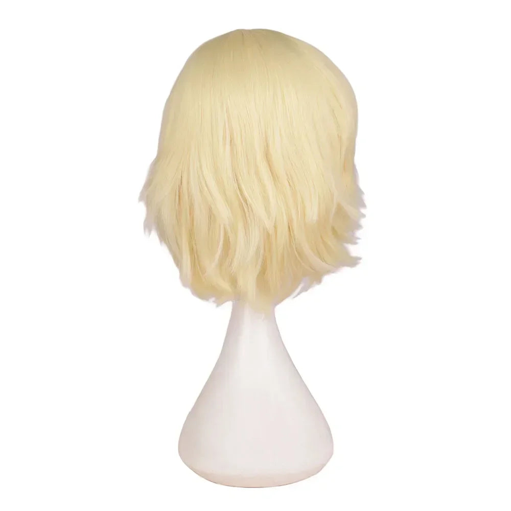 Universal Short Cosplay Wig Silver Red Pink Blonde Grass Green Black Straight Men's Wig for Halloween Cosplay Costume Party