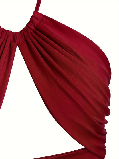 Europe and the United States solid color hanging neck small tube top hollowed out umbilical slim hot girl suspender vest