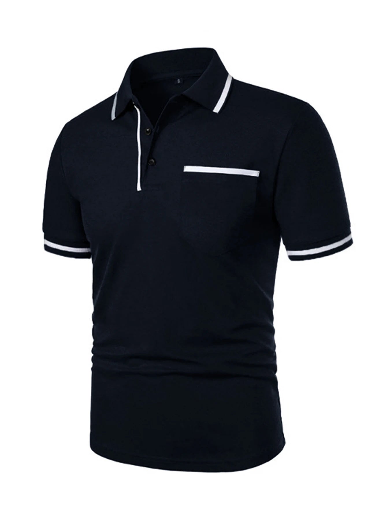 Men's Trendy Short Sleeve Polo - Breathable Casual Top with Pockets