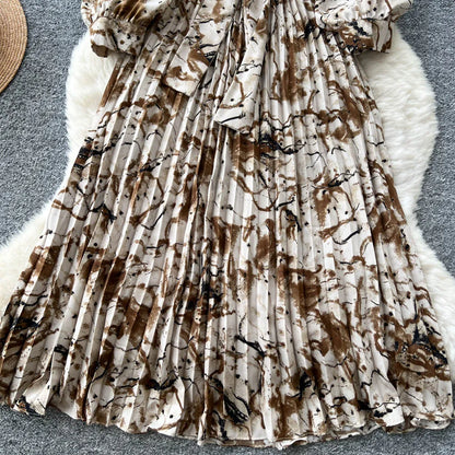 Chic vintage long sleeve turn-down collar button pleated Elegant Fairy korean fashion Boho women clothing Long dress