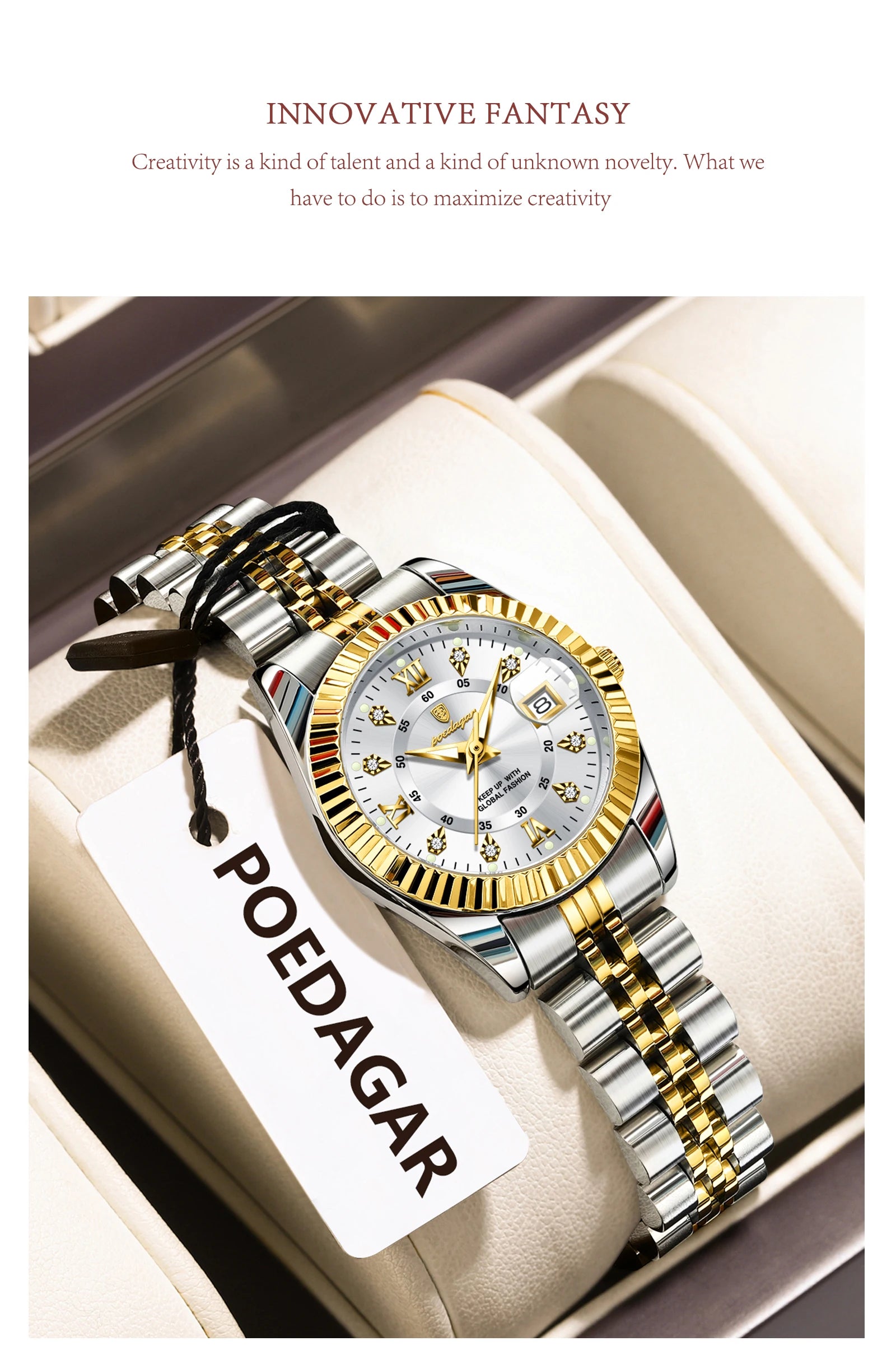 POEDAGAR Original Elegant Women's Watches Waterproof Luminous Date Women Watch Stainless Steel Quartz Fashion Ladies Wristwatch