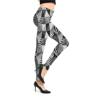 Women Leggings High Waist Cartoon Comic Beauty Print Trousers Soft Female Casual Elastic Pant 33 One Size