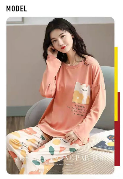 New Ladies Pajamas Loungewear Set Women's Spring and Autumn Style Long Sleeved Autumn Winter Loungewear Women's Plus Size Pajama