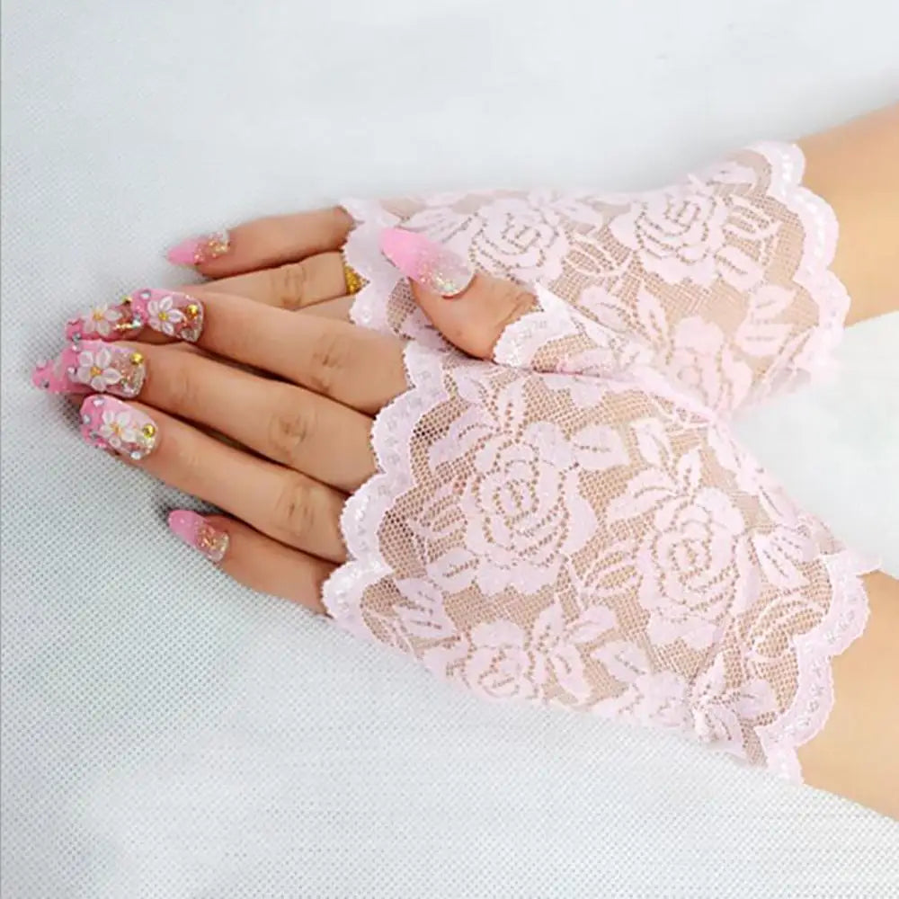 Best Sale Sailor Dance Long Fingerless Womens Sexy Lace Gloves Ladies Half Finger Fishnet Gloves Heated Mesh Mitten Handschoenen Badiee Stylez