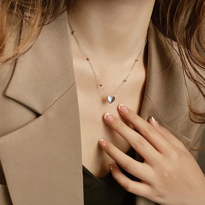 Elegant 3D Heart Pendant Bead Chain Necklace Waterproof Stainless Steel Gold-Plated Fashion Jewelry Birthday Engagement Gifts Badiee Stylez