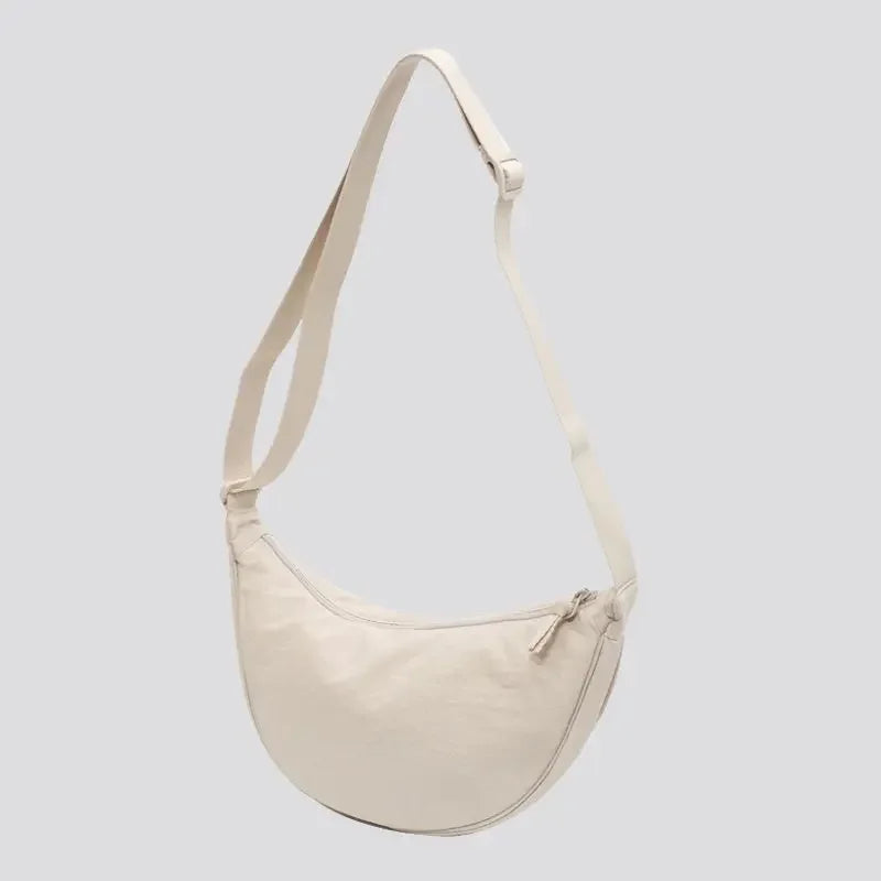Simple Design Women's Messenger Bag Fashion Ladies Nylon Hobos Small Shoulder Bags Vintage Female Girls Purse Cloth Handbags beige