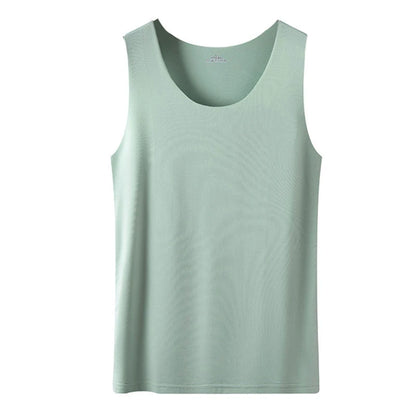 Women Summer Ice Silk Seamless Top Basic Sleeveless O-Neck Racerback Athletic Thin Shirts Plain Solid Color Yoga Quick Dropship Green