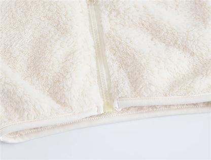 Girls woolen hooded coat solid color zipper coat children's winter clothes