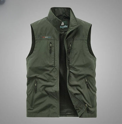 Men's Summer vest 2024 Thin Style Multi Pocket Waterproof Durable Large Size Casual Outdoor Travel Vest Men's Sleeveless Jacket