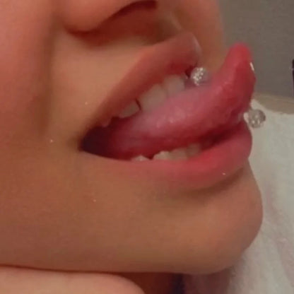 1PCS/4PCS Green Blue Acrylic Balls Tongue Barbell Splatter 316L Stainless Steel Bar Tongue Rings Piercing Badiee Stylez