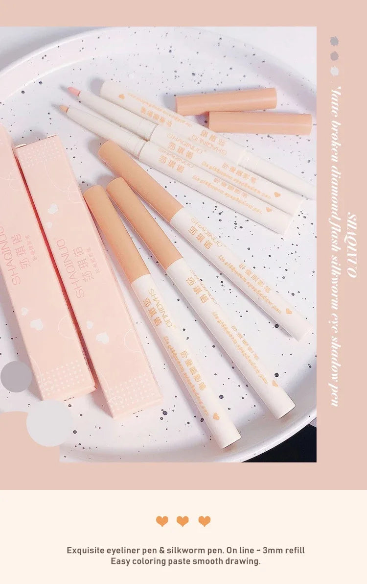 Glitter Pink Lying Silkworm Pen Color Natural Brightening Matte Eye Shadow Pencil Shimmer Glue Eyeliner Waterproof Korean Makeup