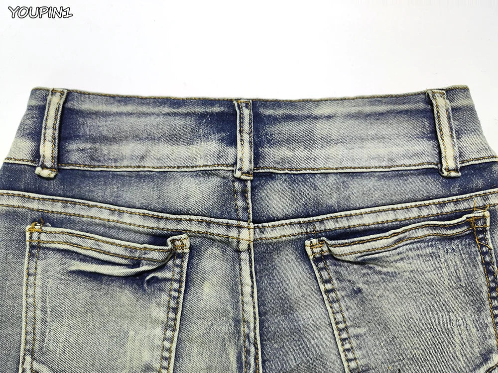 Sexy Low Rise Denim Super Shorts Women's Summer Elastic Slim Skinny Rivet Vintage Blue Short Jeans Y2k Versatile Pants