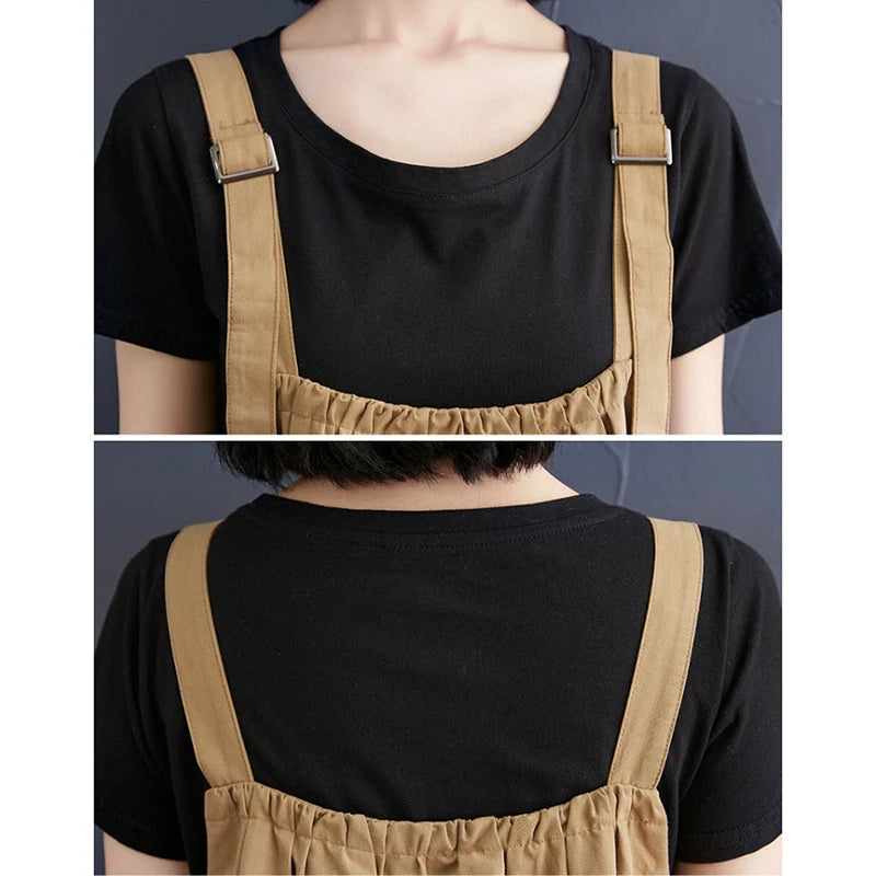 Female Dress Summer Mid-Length Loose Solid Color Pocket Swing Chic Casual Straps Dresses New Women Dress Vestidos Selling