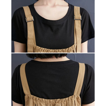 Female Dress Summer Mid-Length Loose Solid Color Pocket Swing Chic Casual Straps Dresses New Women Dress Vestidos Selling