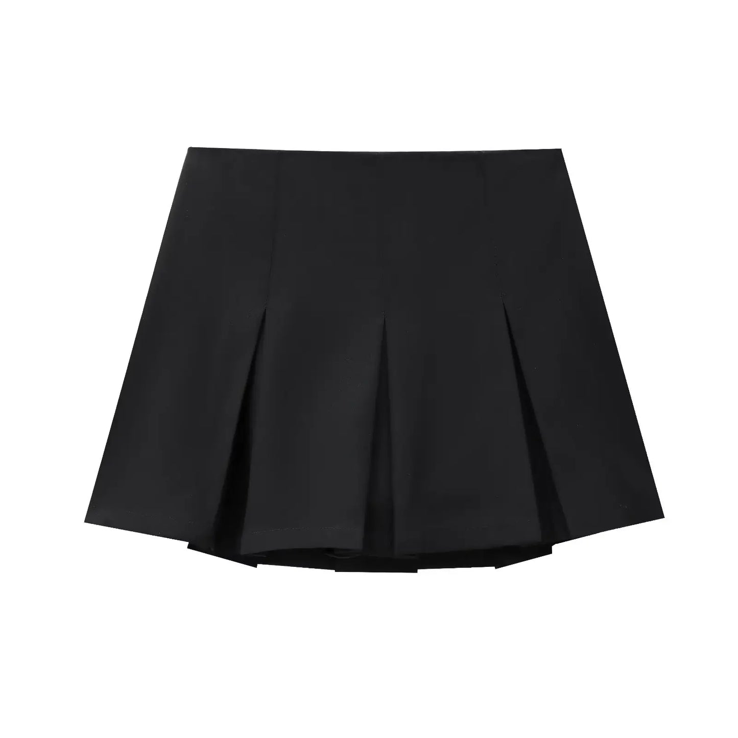 Women Pleats Short Skirts 2024 New Fashion Women Shorts Skirt Woman Mid-Waist Mini Skirts Casual Summer Skort black