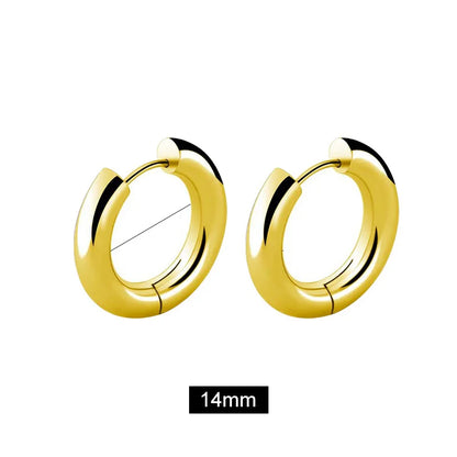 Men' s Earrings Stainless Steel Chunky Hoop Earrings For Man Round Circle Ear Hoops Punk Hip Hop Jewelry Couple Accessories KBE450-3-3