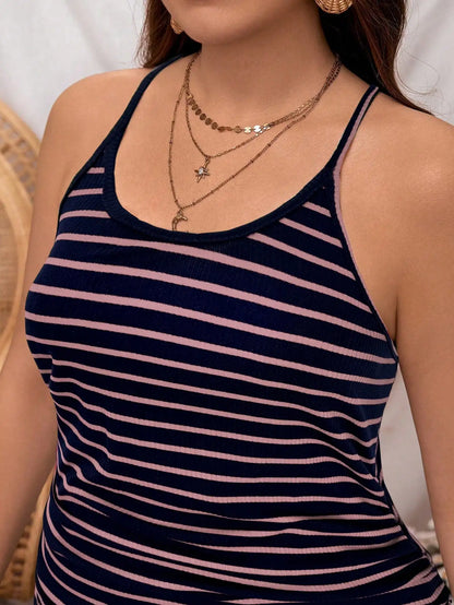 Fashionable casual women's wear plus size comfortable striped versatile camisole vest