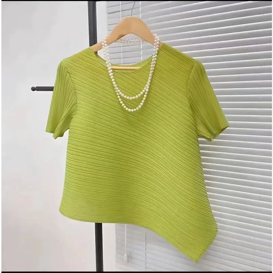 2025 Fold Fashion Summer Shirts Short-Sleeved T Shirt Women's Sleeveless Vest Waistcoat Tops Loose Blouse Shirt Tee Female