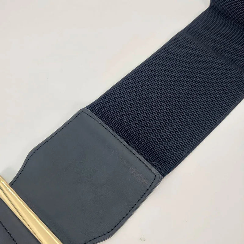 Fashion Plus Size Golden Bucket Corset Belts for Women Wide Elastic Stretch Cummerbunds Female Dress Coat jacket Waistband