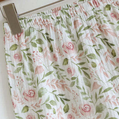 2025 Japanese Summer New Women's Pajama Set 100% Cotton Crepe Cloth Ladies Suspender+Shorts Two Piece Home Furnishing Set