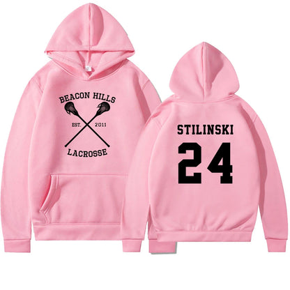 Teen Wolf Hoodie Beacon Hills Lacrosse Hoodie Stilinski 24 Teen Wolf Hooded Sweatshirt Dylan Obrien Unisex Teen Wolf Hoodies Pink
