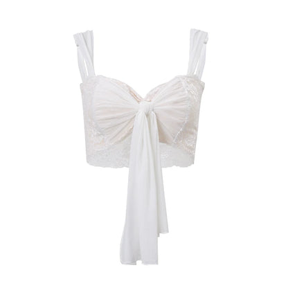 Candyhot Sexy Mesh Perspective Crop Tops Summer Y2K Lace Low cut Slim Strap Top High Street Fashion Nightclub Top Women's Wear