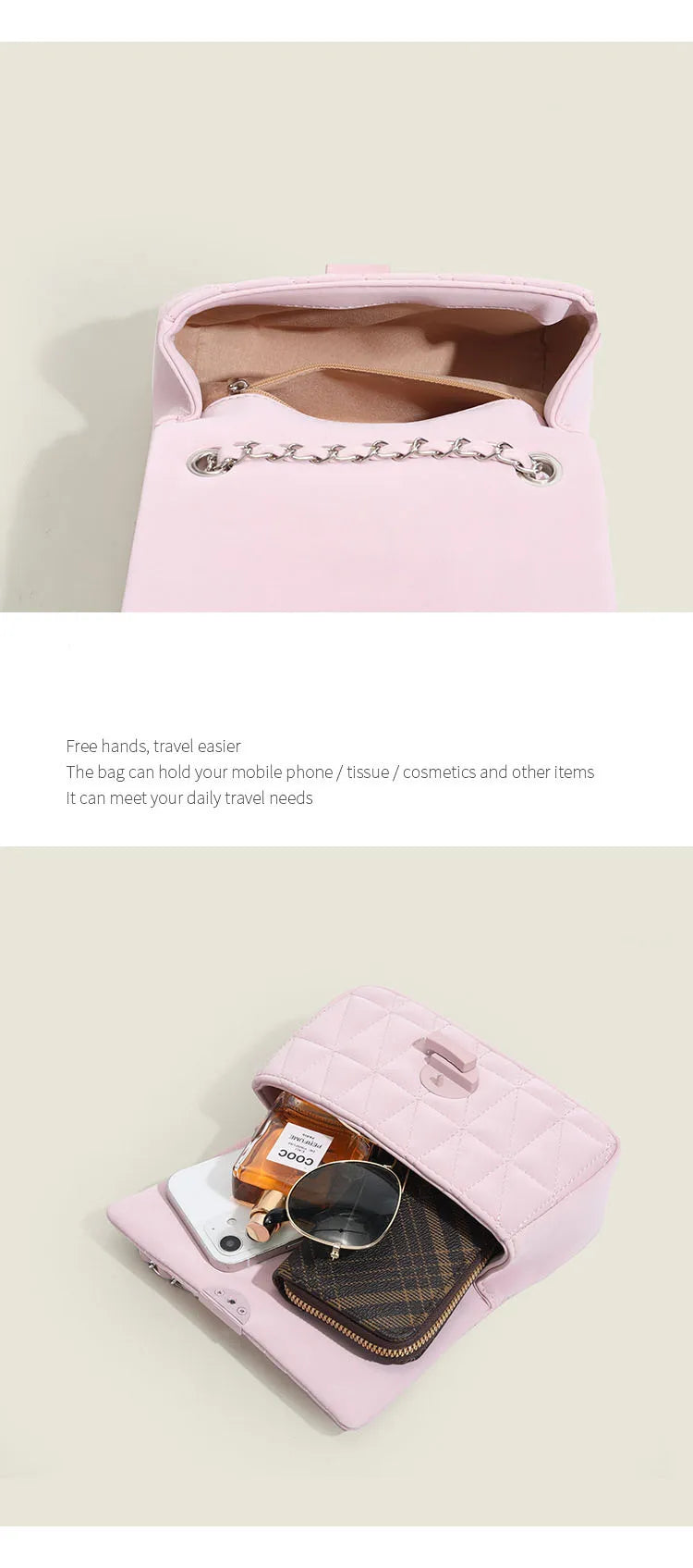 Quilted Crossbody Bag for Women - Luxury PU Leather Shoulder Bag Fashion Chain Small Purse HandBag