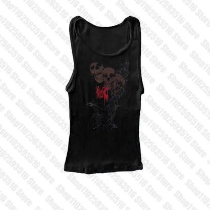 Aesthetic 2023 Goth Crop Top y2k Women Harajuku O Neck Short Sleeve Sweat Shirt Graphic Pattern Fairy Grunge Clothing crop tops Black2