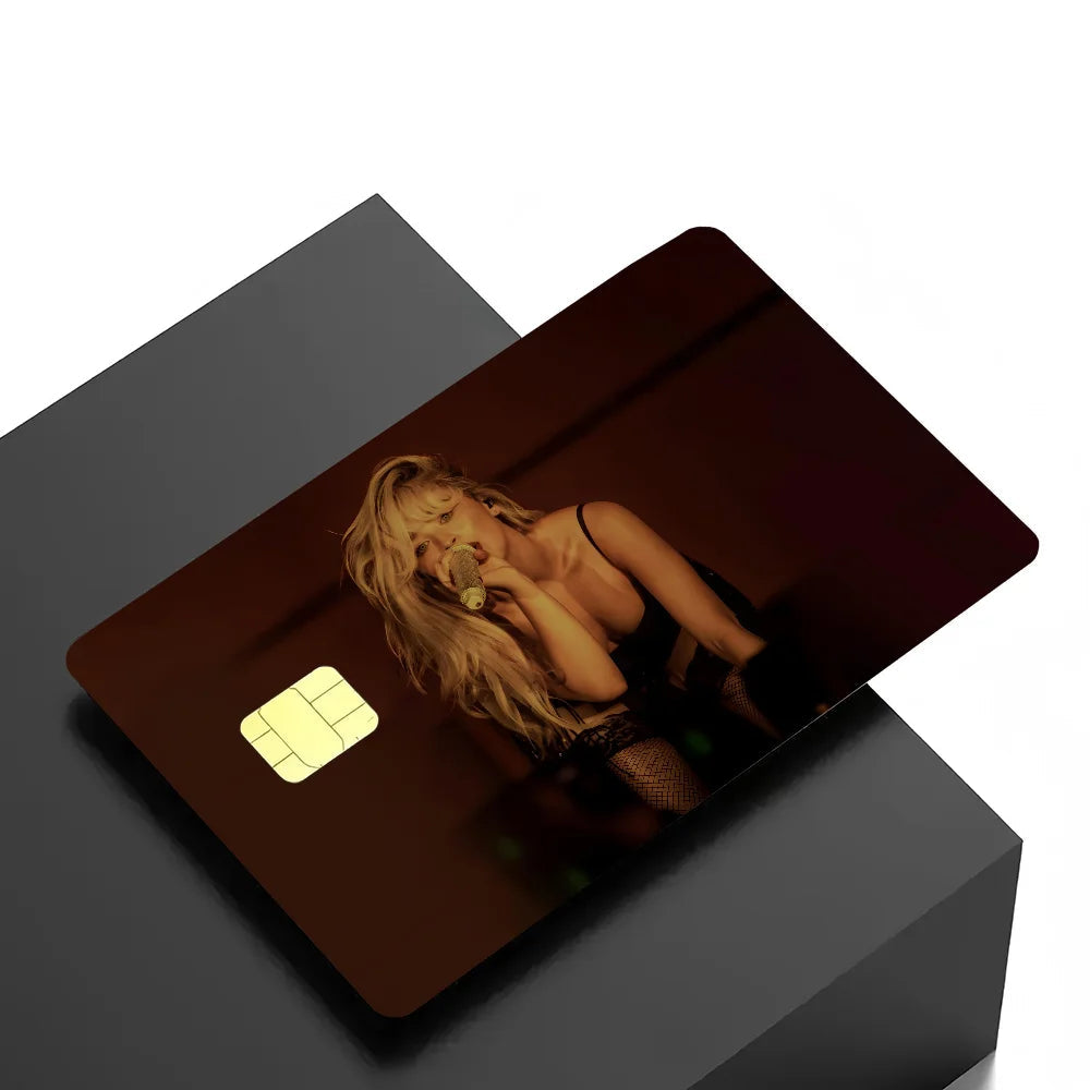 Singer S-Sabrina C-Carpenter Card Stickers 4pcs PVC Credit Card Skin Stickers Removable Self-adhesive Protective Film Badiee Stylez