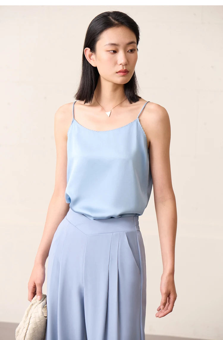 AMII Minimalism Sleeveless Top Women 2024 Summer New Camisole&Vest Office Lady Straight Chiffon Casual Female Clothing 12140330