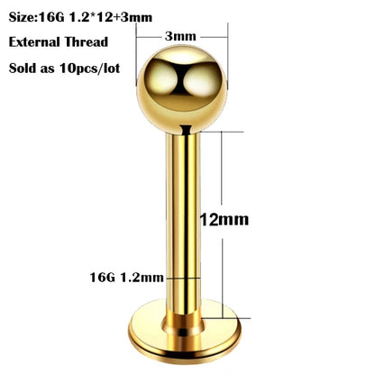 10Pcs/20Pcs/50Pcs G23 Titanium Labret Piercing Internal & External Design Lip Piercing Labret Stud Cartilage Helix Piercing Badiee Stylez