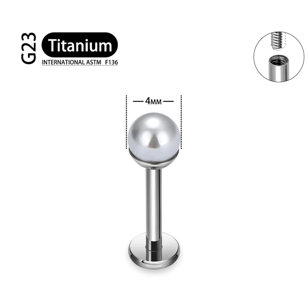 ASTM F136 Titanium 16G Bowl shaped Pearl Earring Helix Tragus Cartilage Stud Earlobe Lip Piercing Jewelry Titanium 4mm