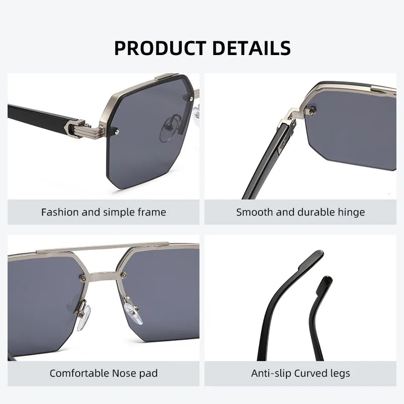 Fashion Half Frame Sunglasses Men Women Classic Big Business Sun Glasses Male Trendy Driving Shades