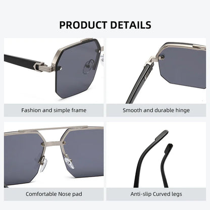 Fashion Half Frame Sunglasses Men Women Classic Big Business Sun Glasses Male Trendy Driving Shades