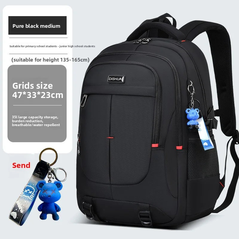 2025 new camouflage backpack for boys High capacity school bag for junior high school students Outdoor travel backpack for men M black